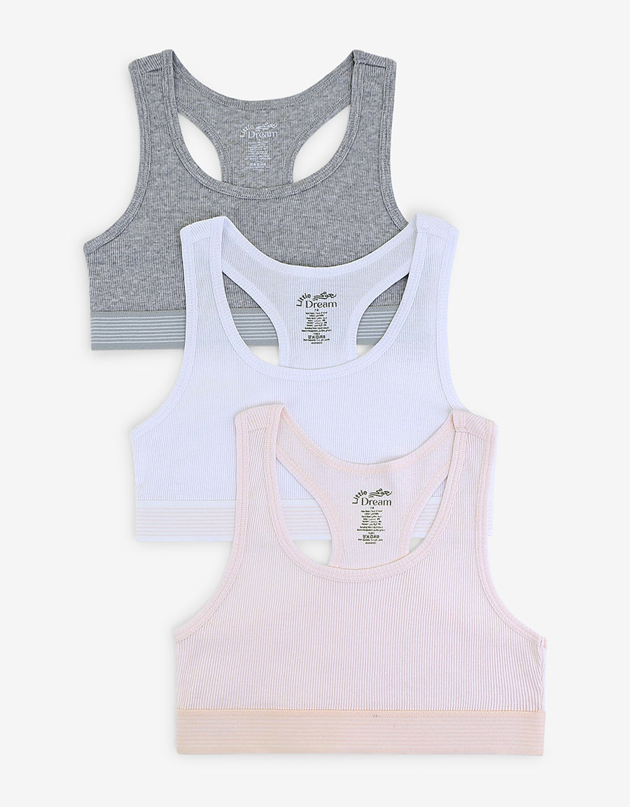 Non-Padded Cotton Racerback Croptops (Pack Of 3)