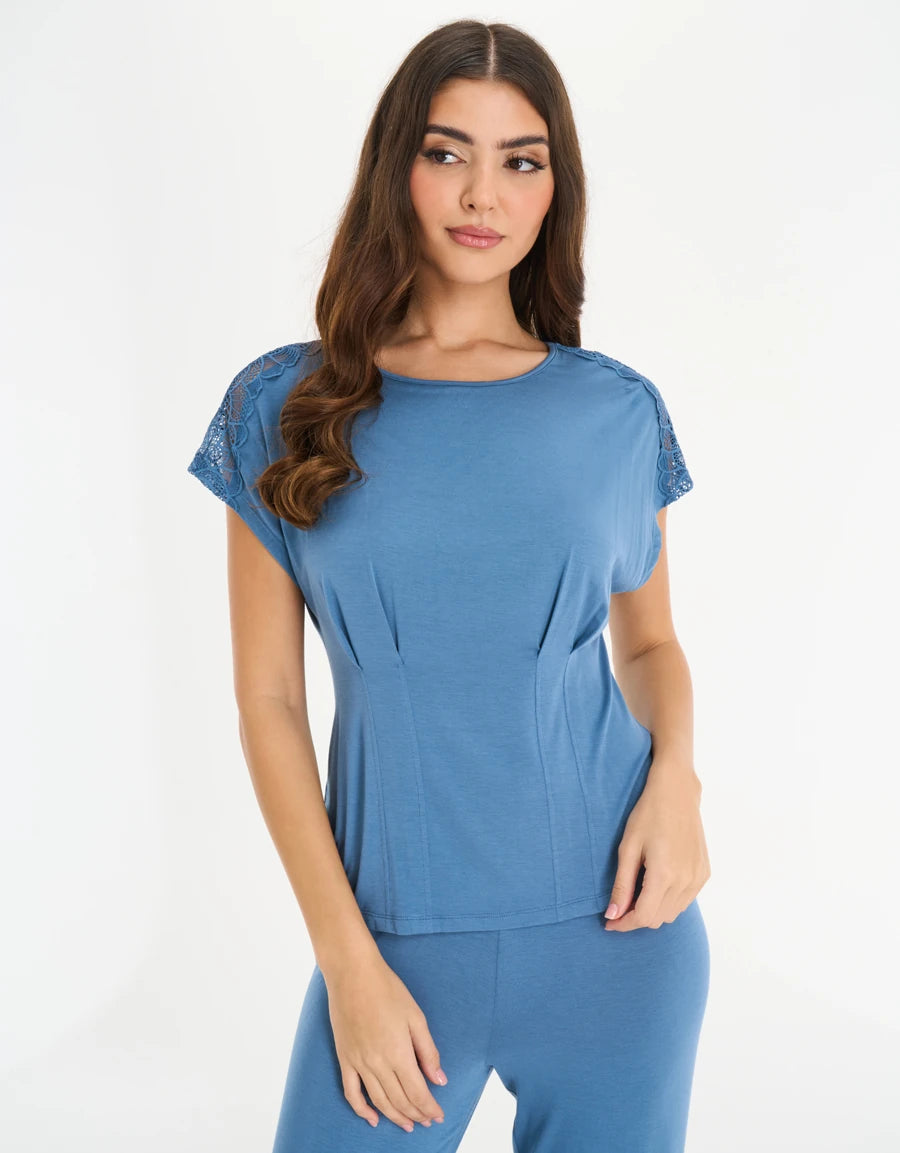 Lace-Trim Pajama Set