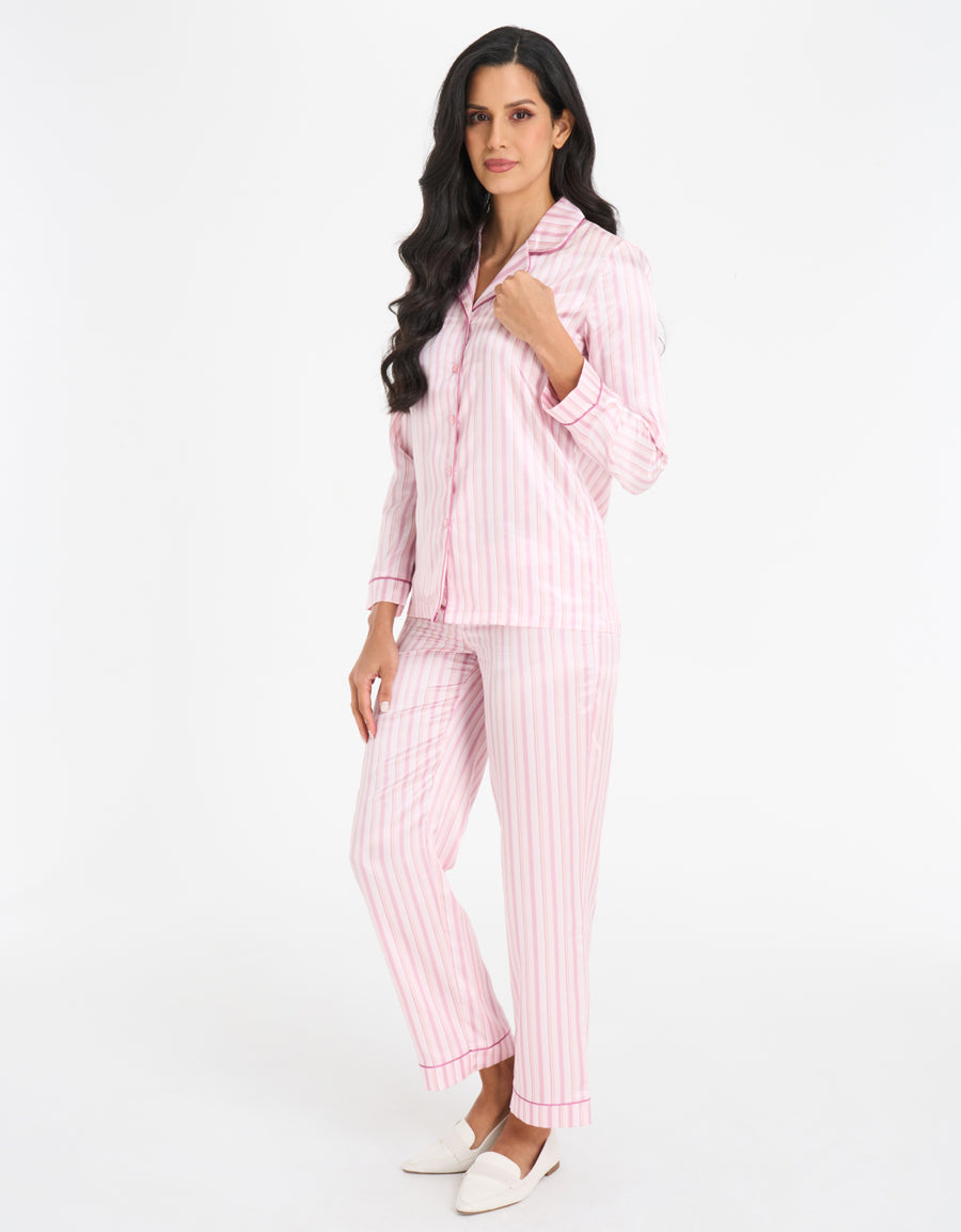 Striped Satin Pajama Set