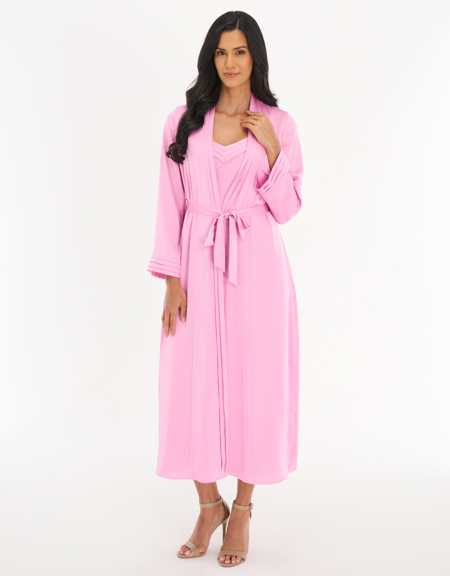 Satin Long Robe in Pink