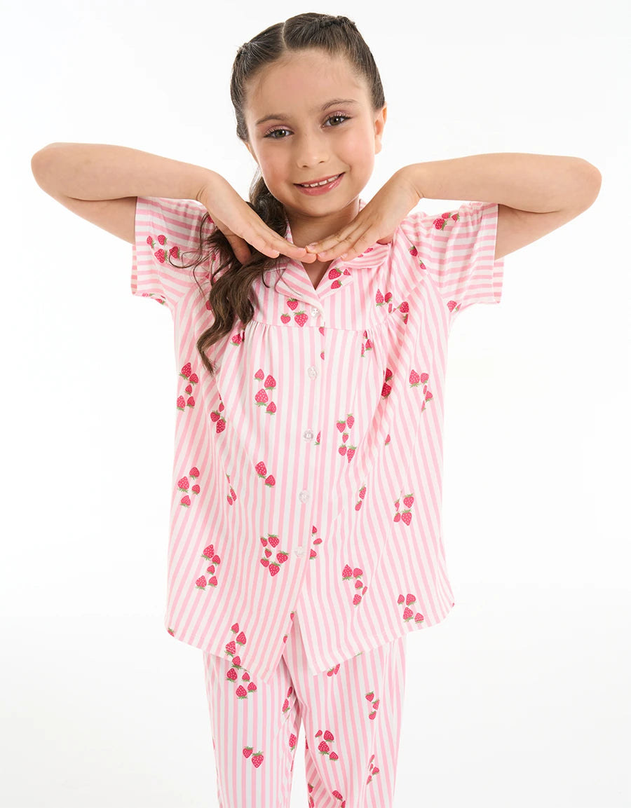 Strawberry Print Pajama Set
