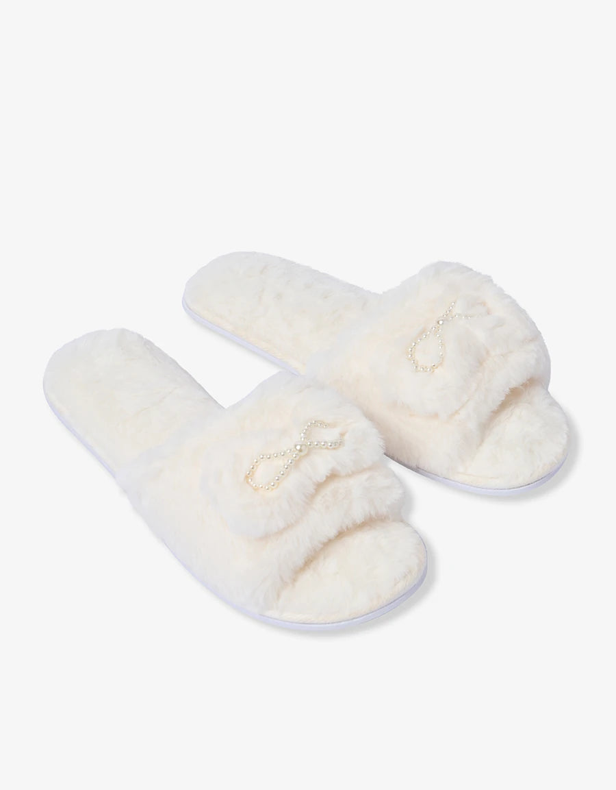 Pearl Detail Open-Toe Slipper