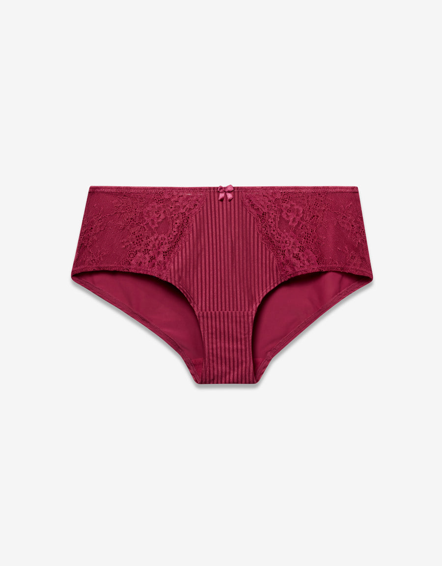 Lace Boxer Panty in Dark Pink