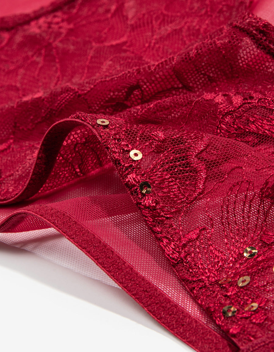 Mesh Boxer Panty in Burgundy