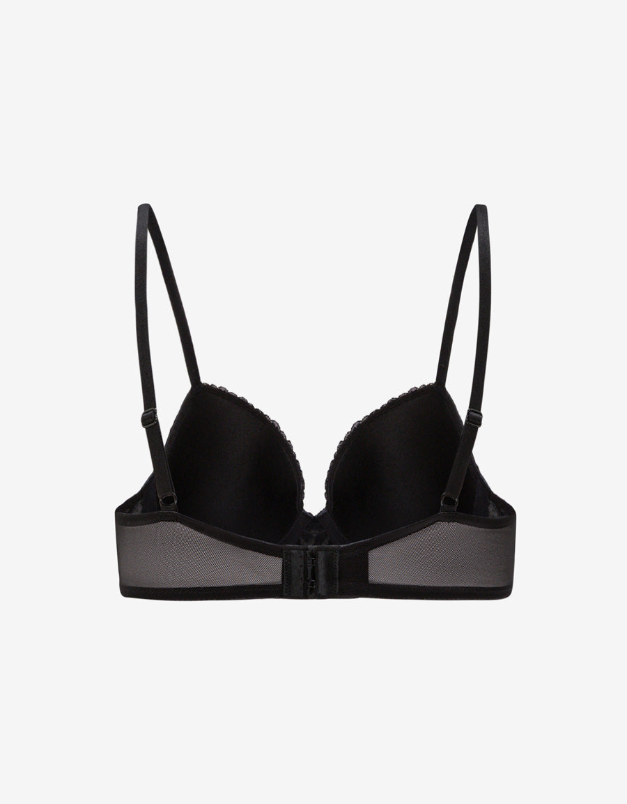 Lace-Trim Velvet Balconette Bra