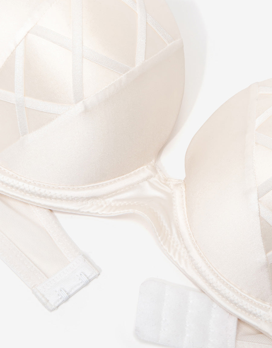 Lace-Up Double Push Up Plunge Bra 