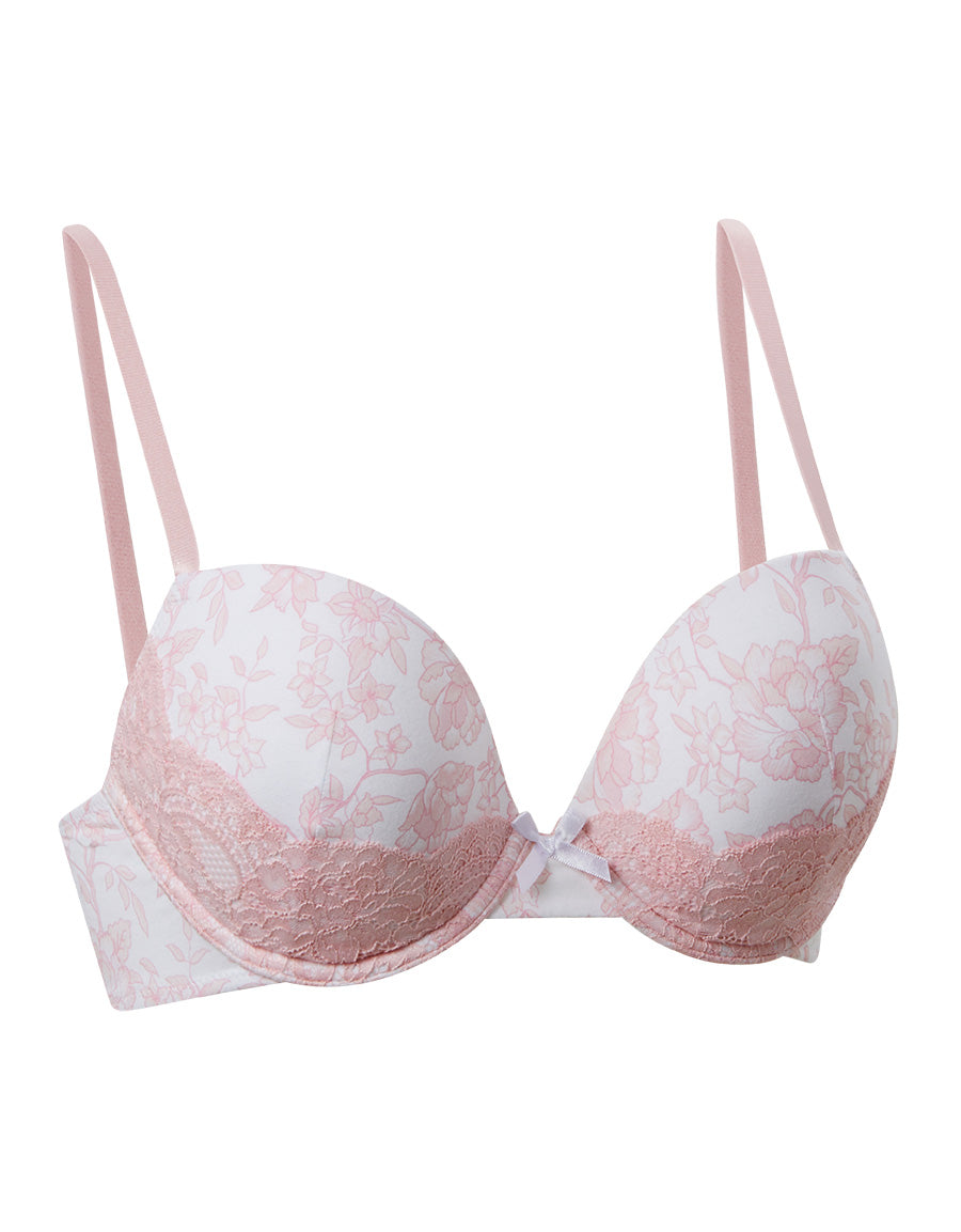Pink Floral Plunge Bra