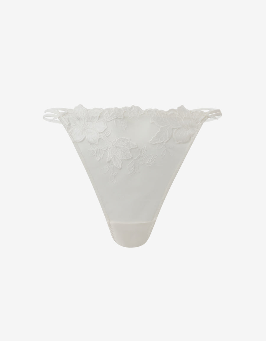 Satin Embroidery Thong