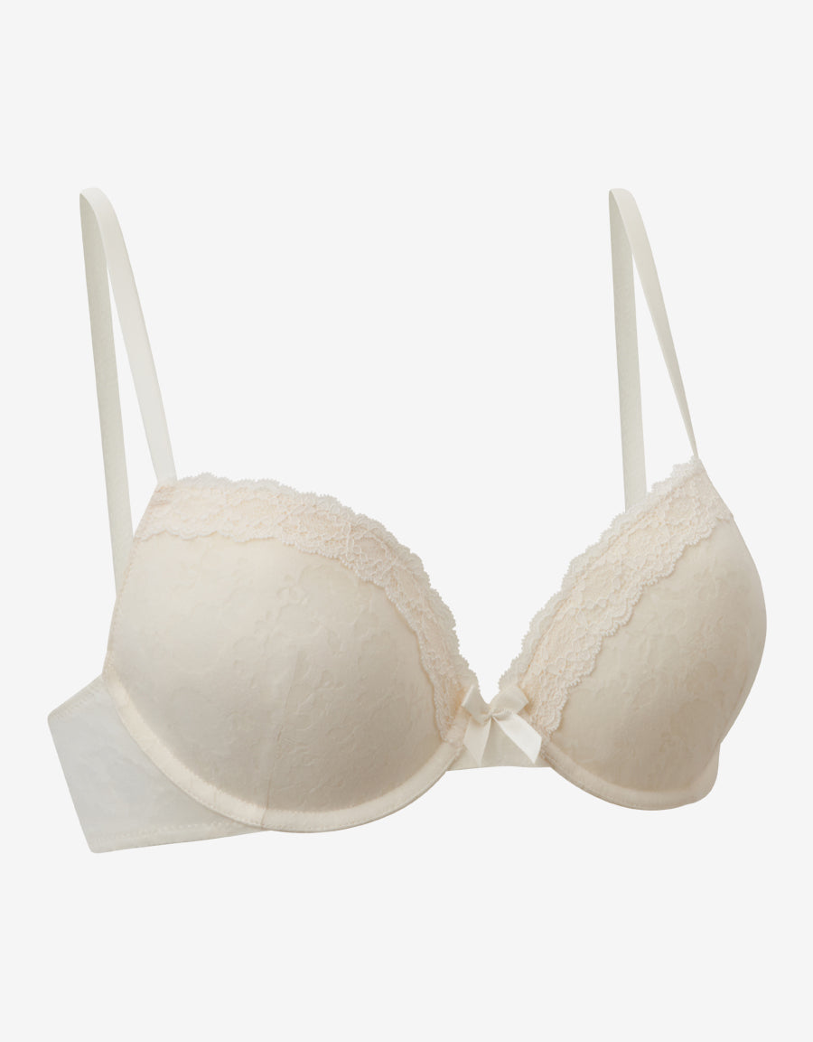 White Floral Plunge Bra