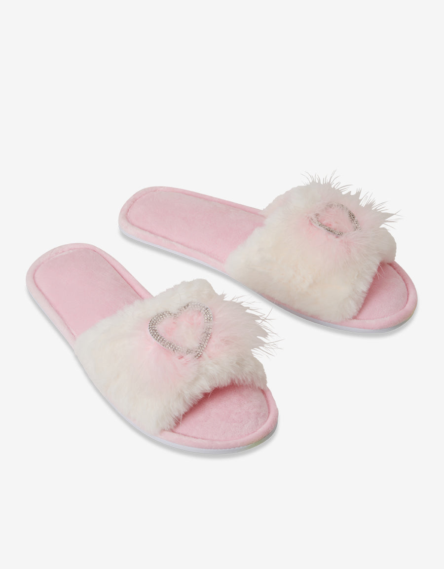 Fur Open Toe Slippers