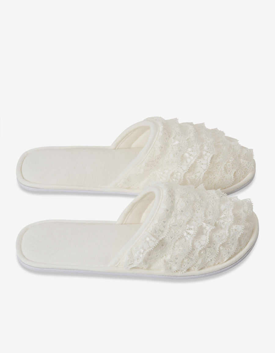 Ivory Closed Toe Slippers