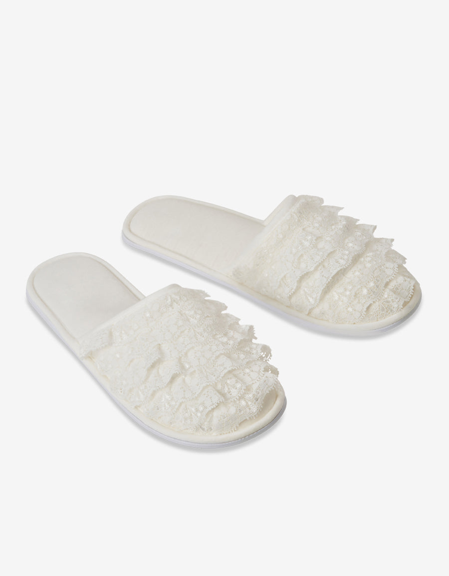 Ivory Closed Toe Slippers