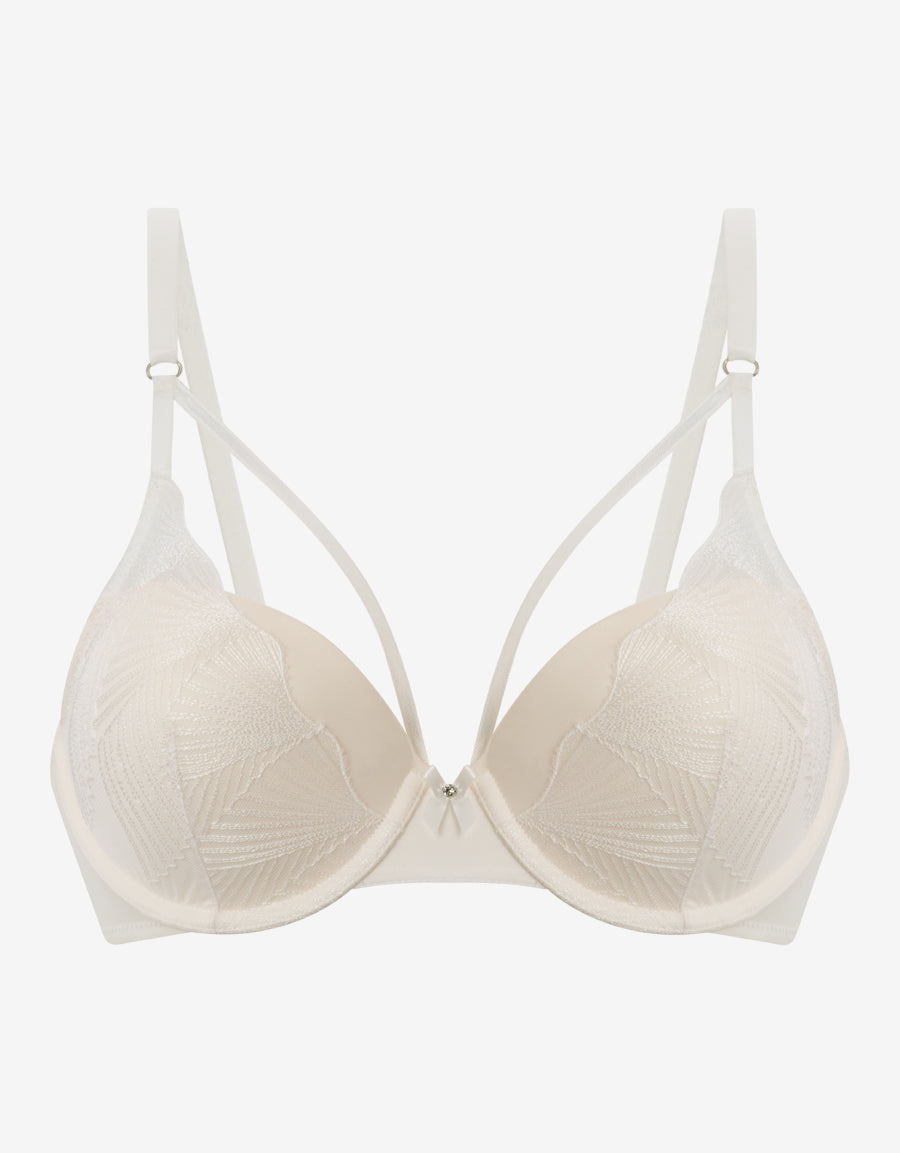 Mesh And Embroidery Balconette Bra
