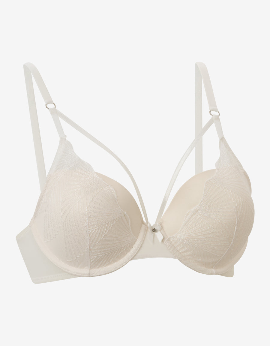 Mesh And Embroidery Balconette Bra