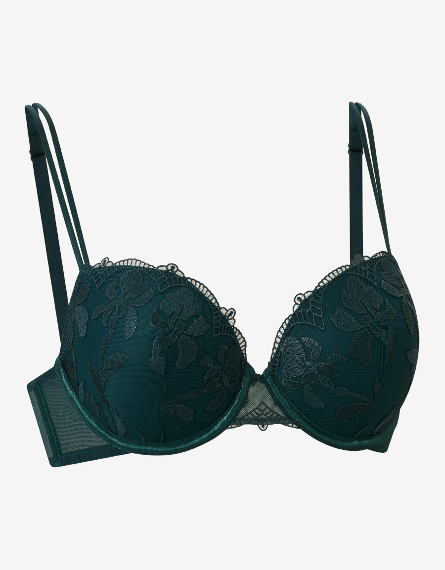 Satin And Embroidery Balconette Bra