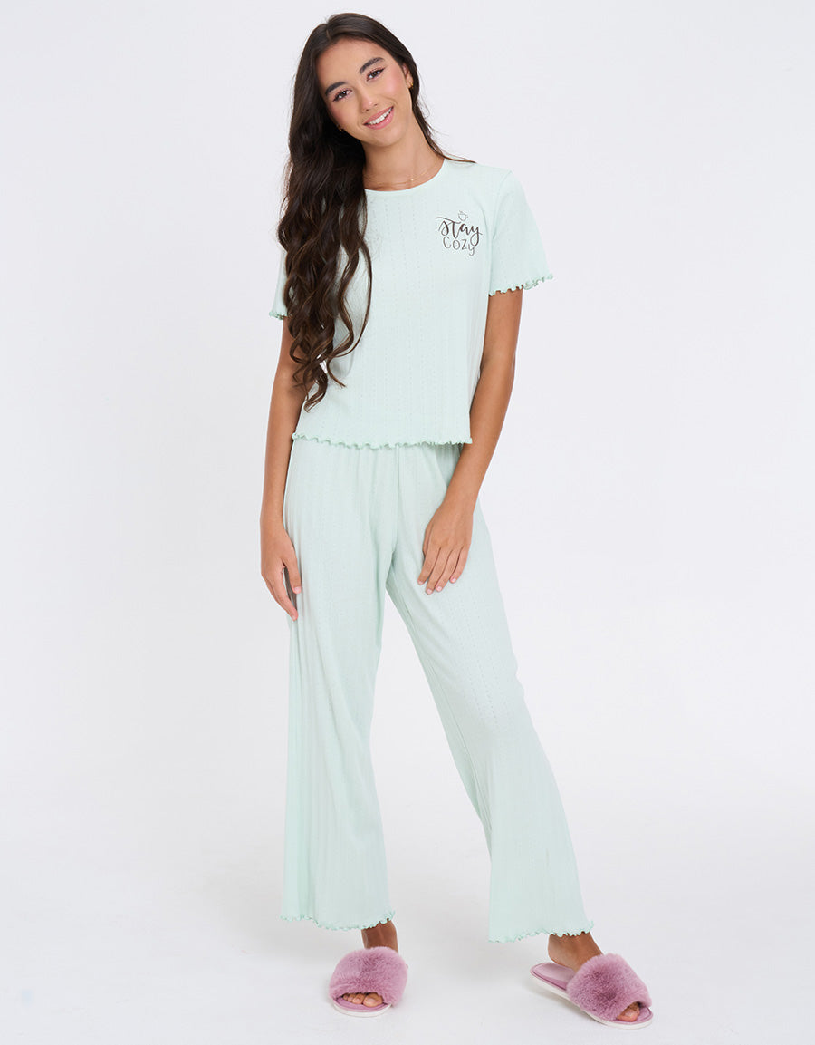 Cotton And Pointelle Pajama Set