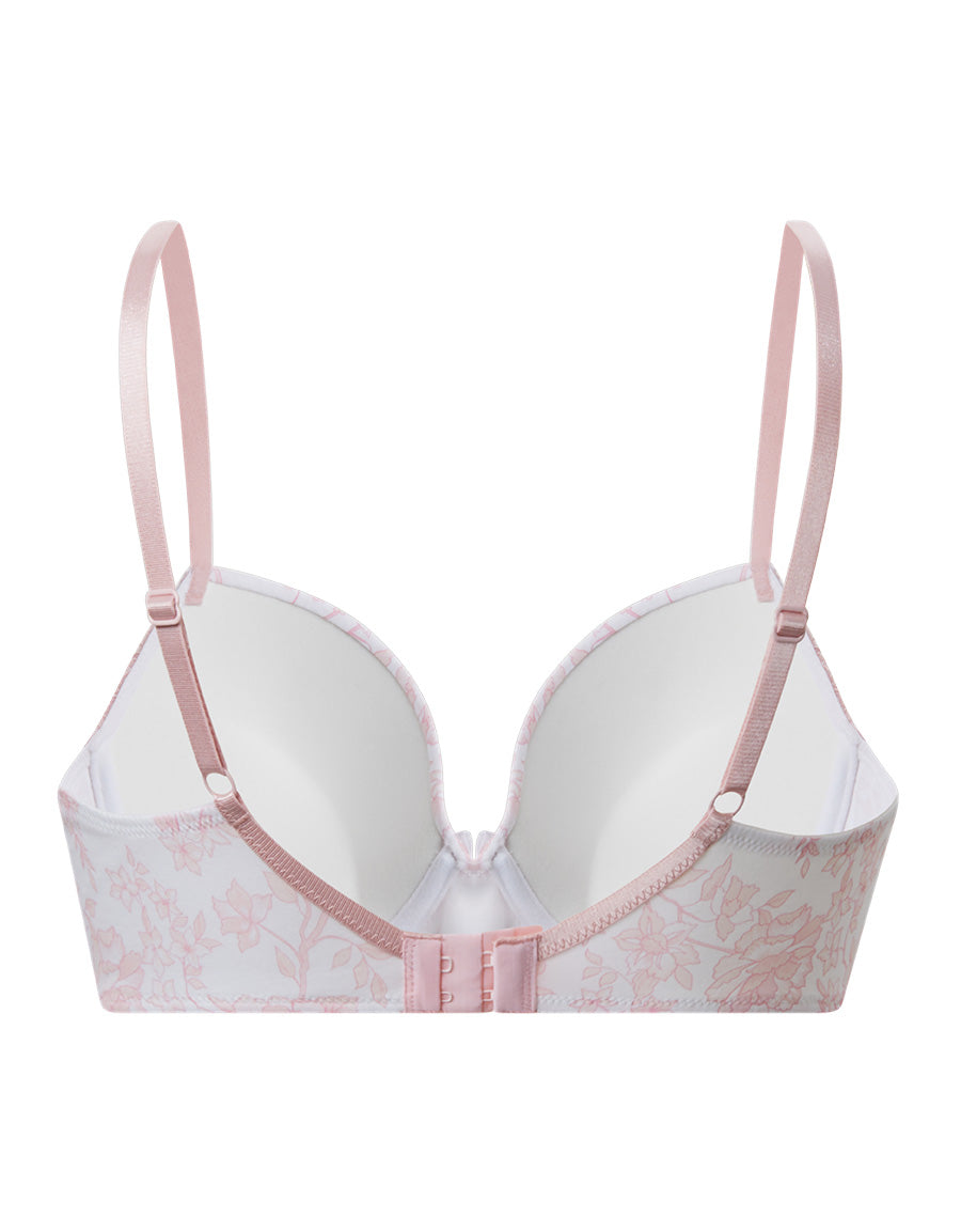 Pink Floral Plunge Bra