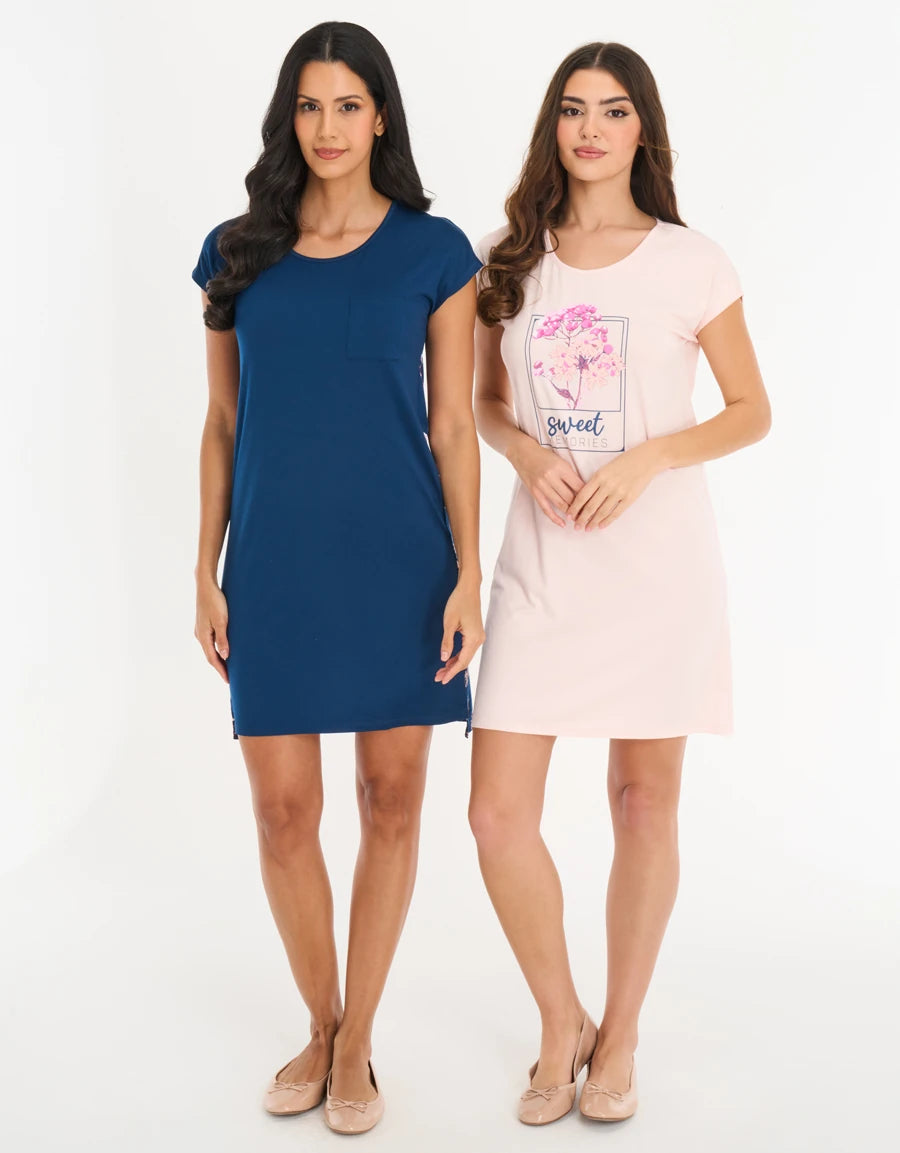 2-Pack Floral Print Sleep Dresses