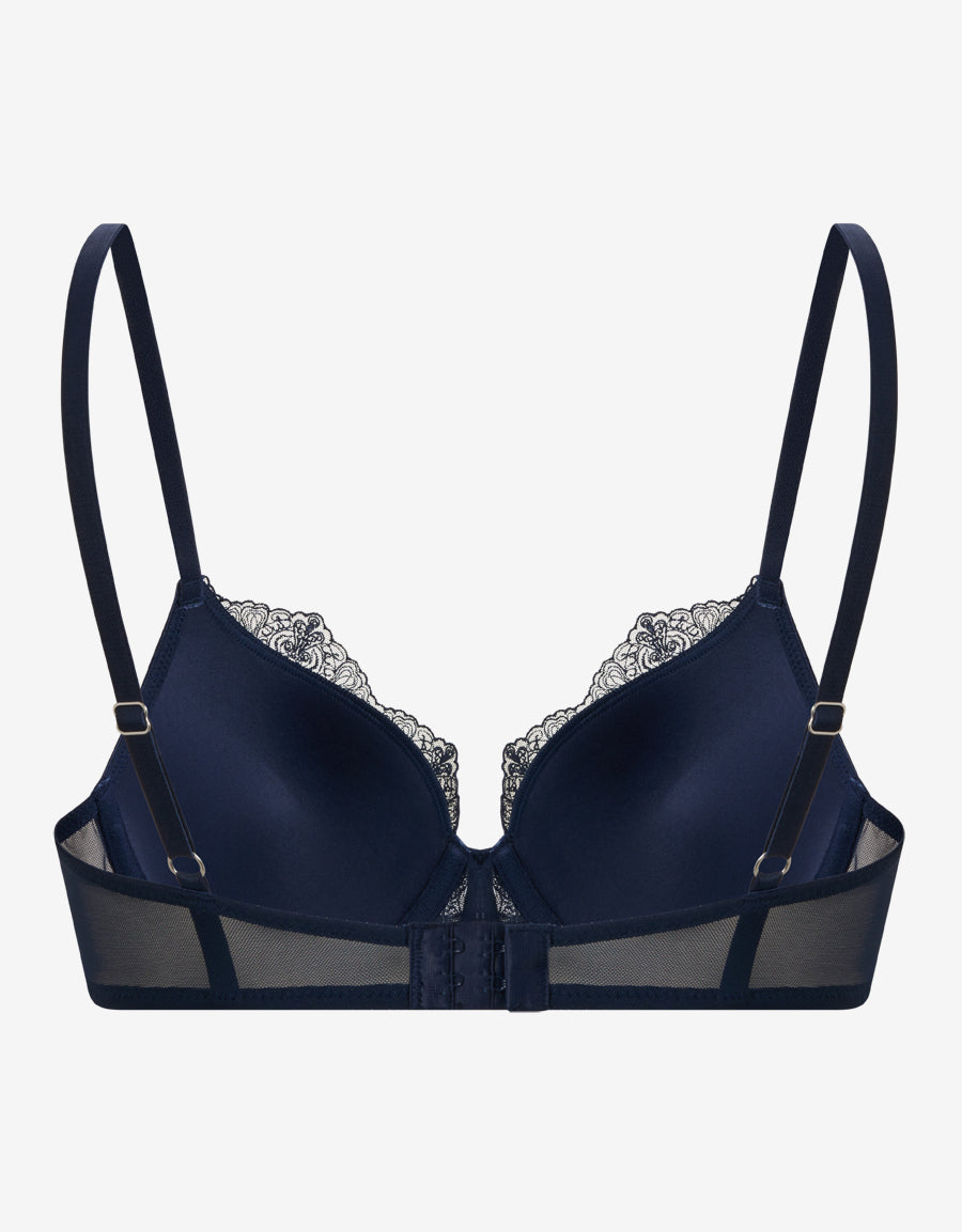 Mesh And Embroidery Plunge Bra