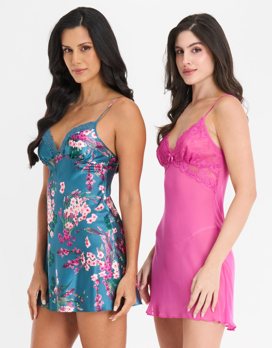2-Pack Satin and Chiffon Short Dresses