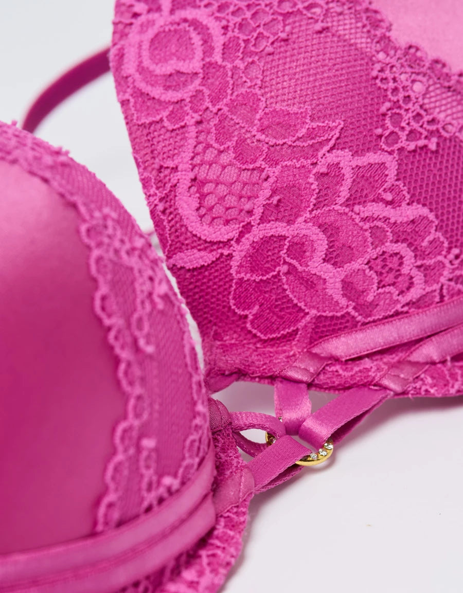 Lace-Trim Double Push-Up Balconette Bra