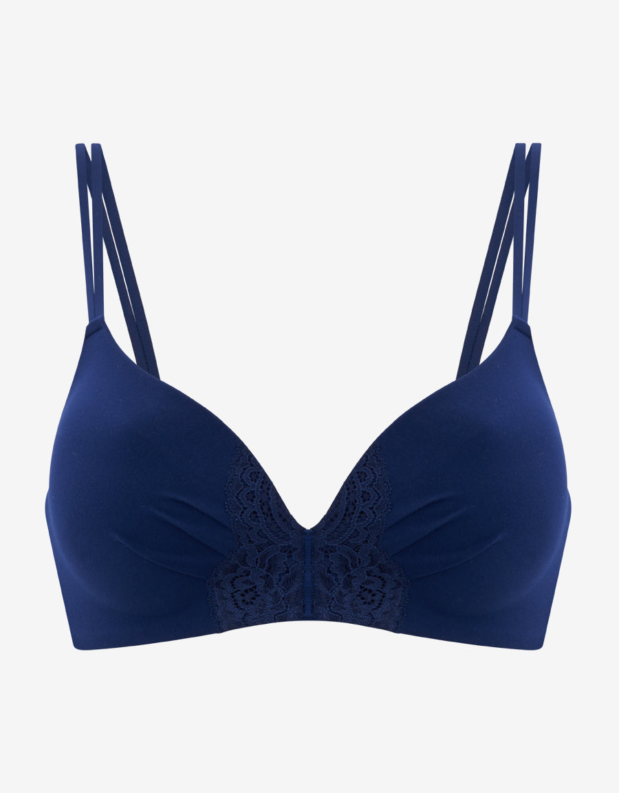 Blue Non Padded Plunge Bra