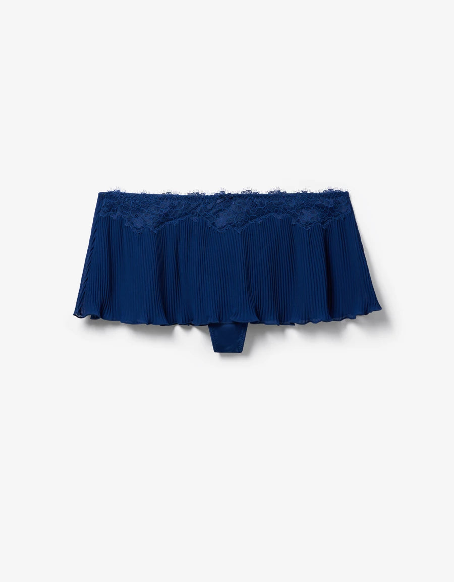 Lace-Trim Chiffon Thong Panty