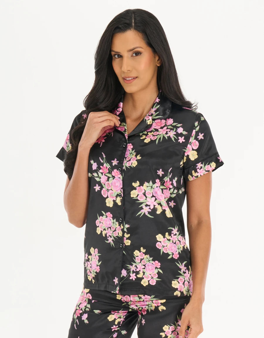 Floral Print Satin Pajama Set