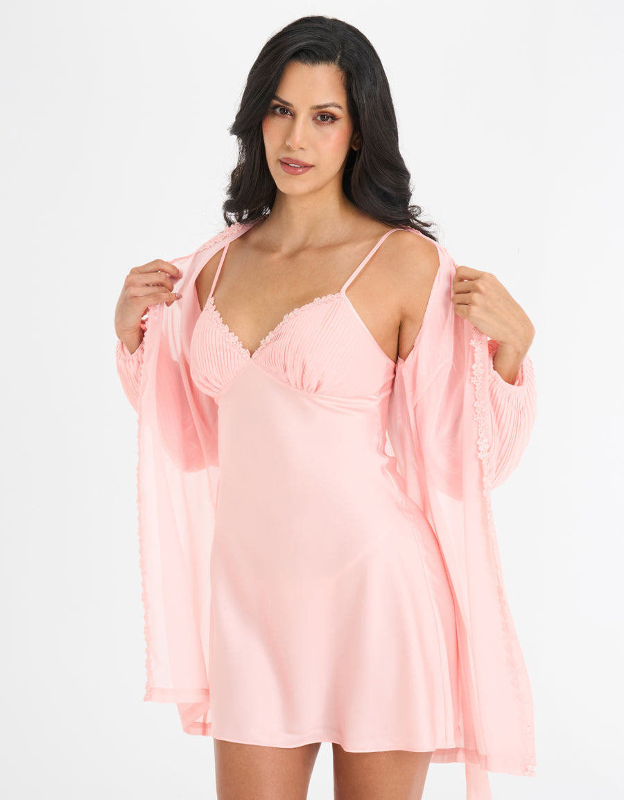 Chiffon Short Dress and Robe Set