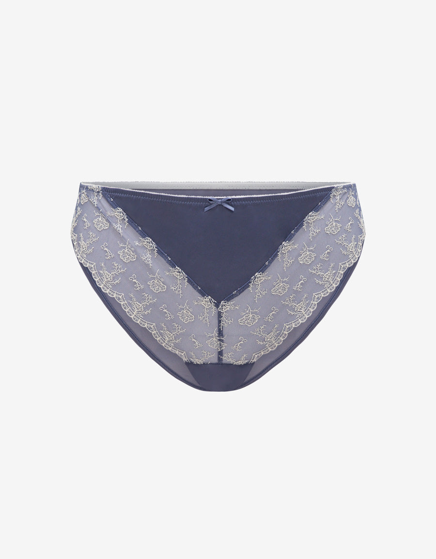 Embroidered Satin Brazilian Panty