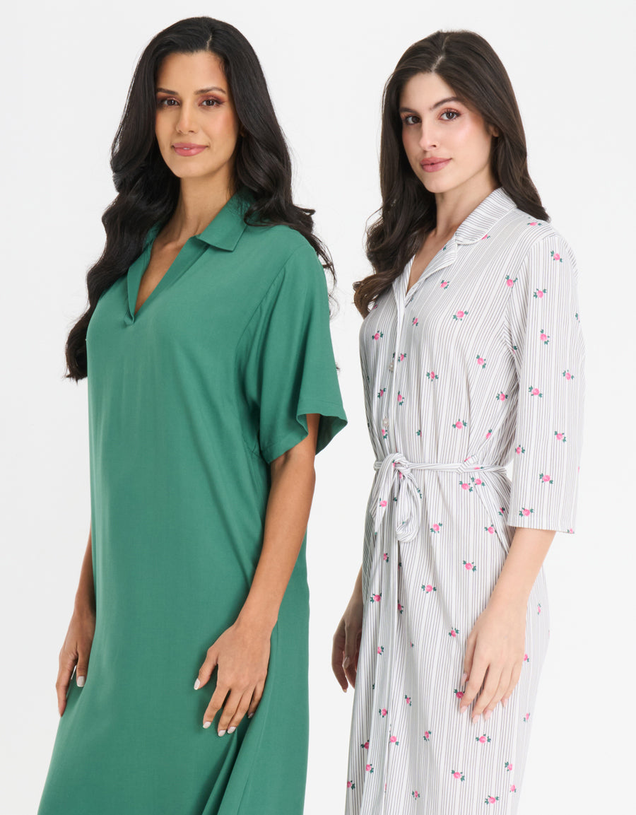 2-Pack Soft-Stretch Long Dresses