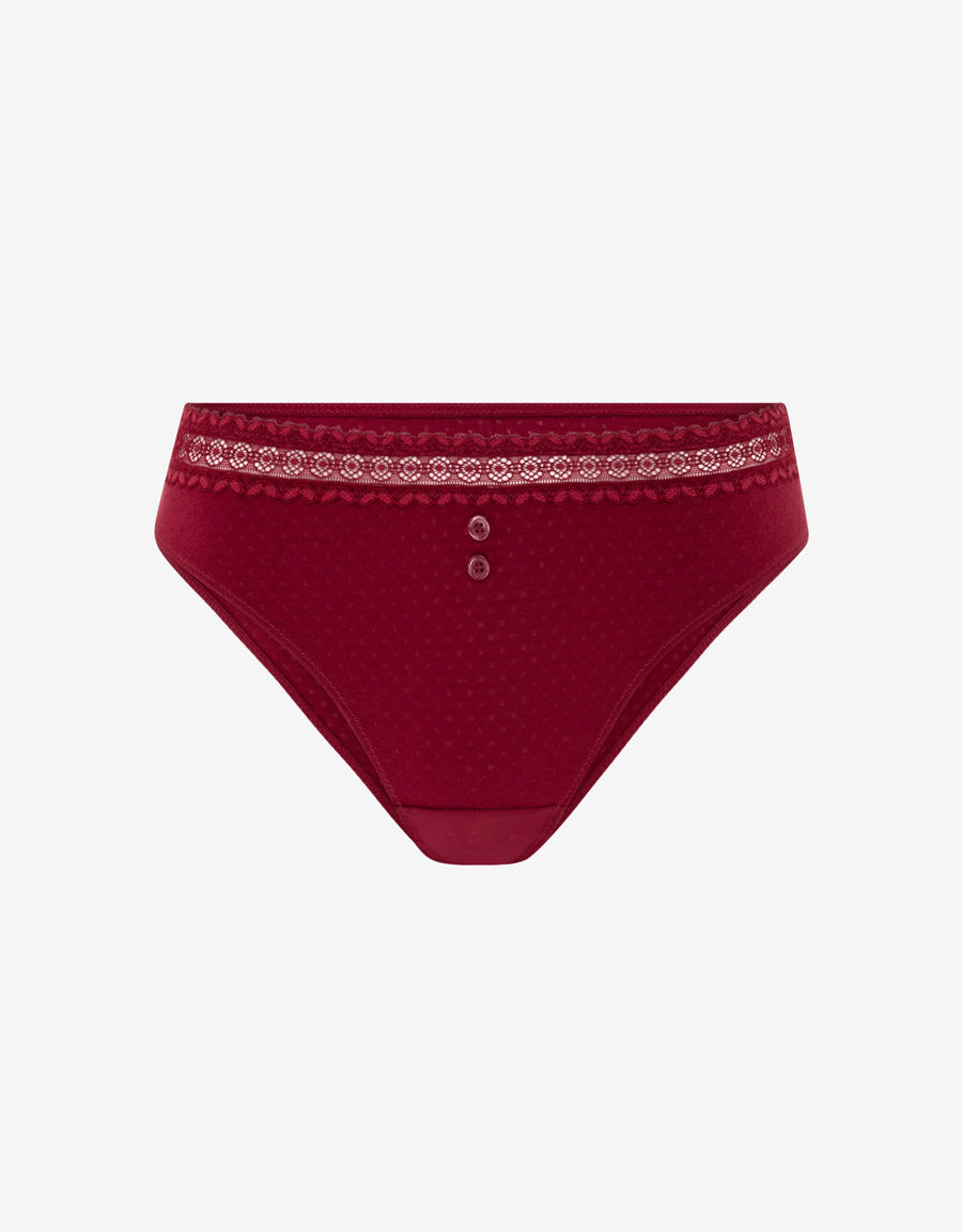 Lace-Trim Cotton Brazilian Panty