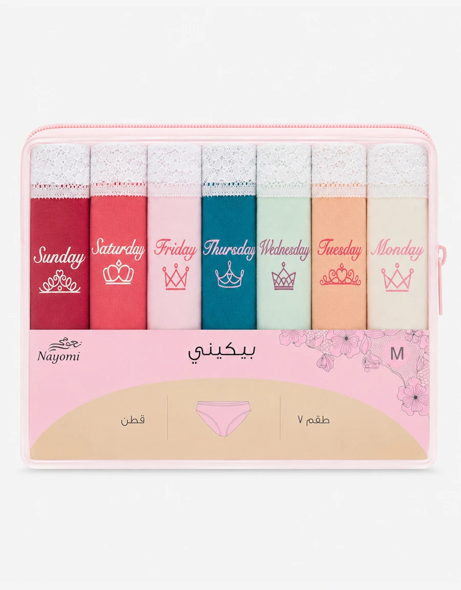 7-Pack Lace-Trim Cotton Bikini Panties