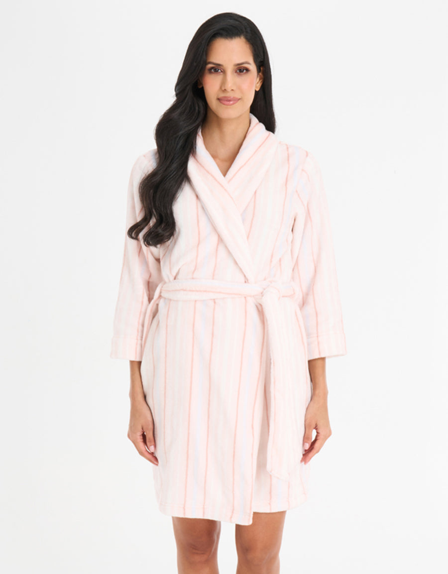 Striped Fleece Robe Set