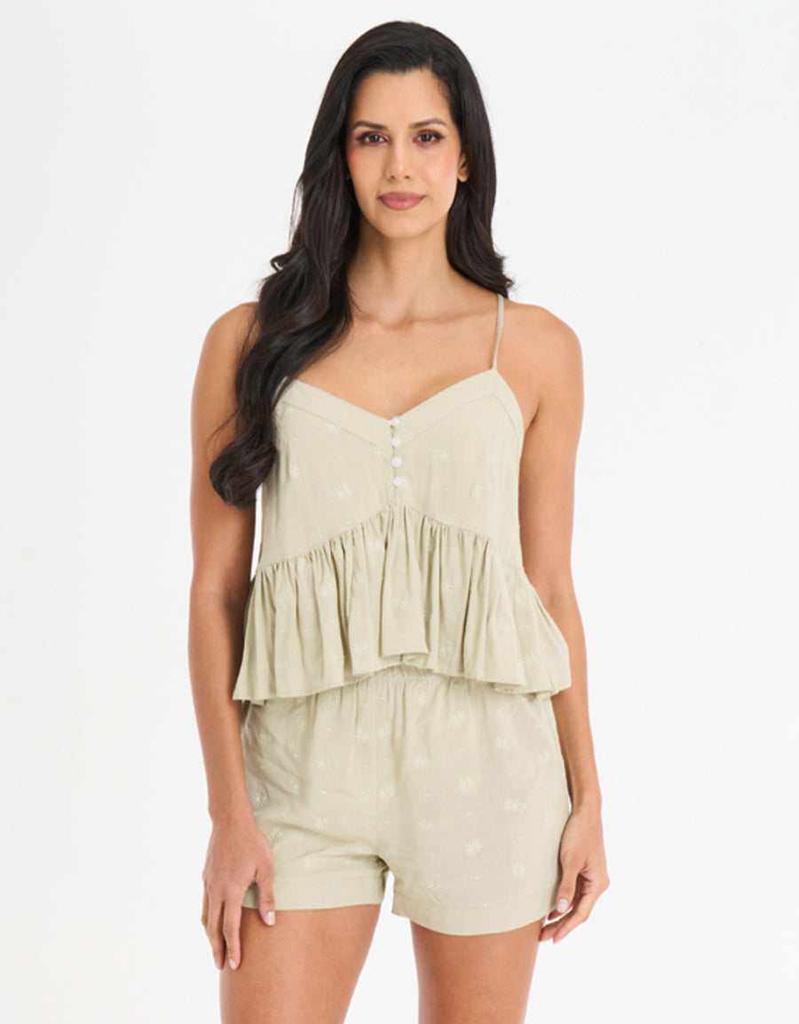 Embroidered Cami and Boxer Set