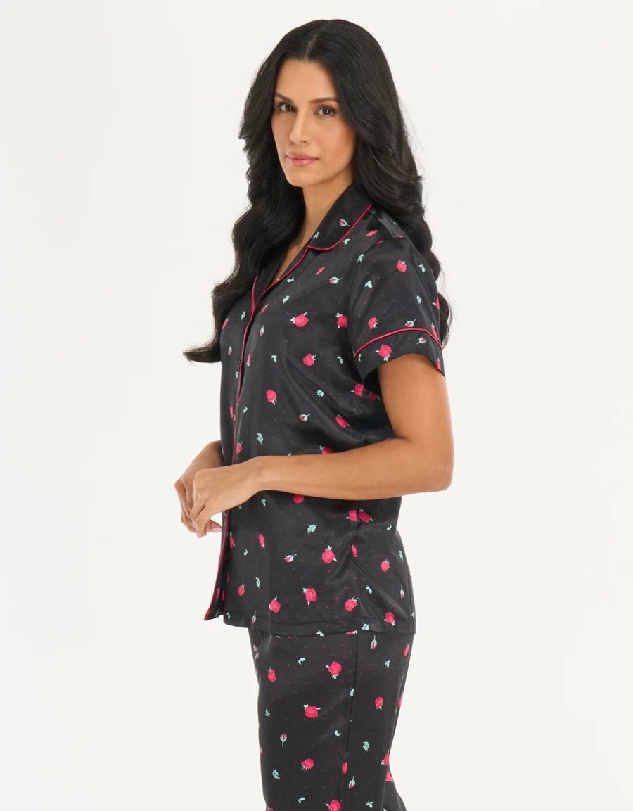 Floral Print Satin Pajama Set