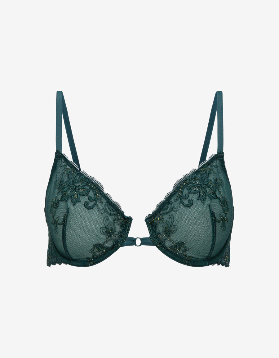 Embroidered Non Padded Plunge Bra