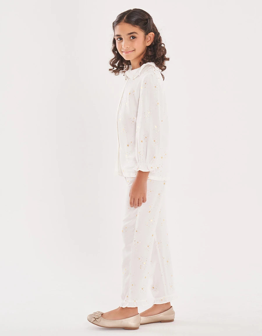 White Print Pajama Set