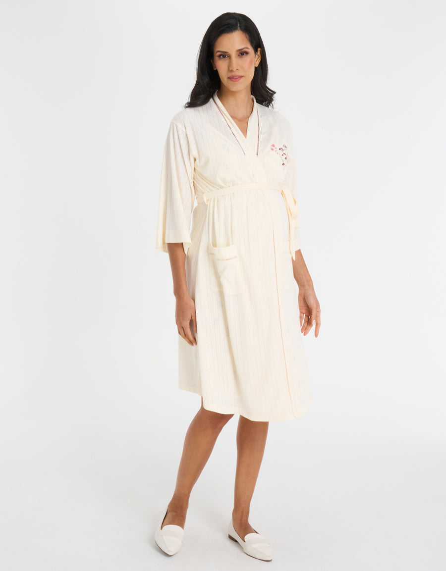 Pointelle Maternity Reception Dress and Robe