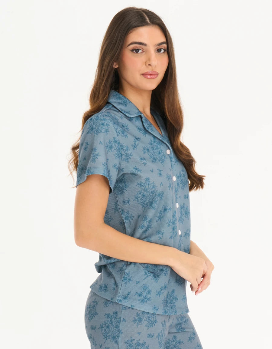 Floral Print Waffle Pajama Set