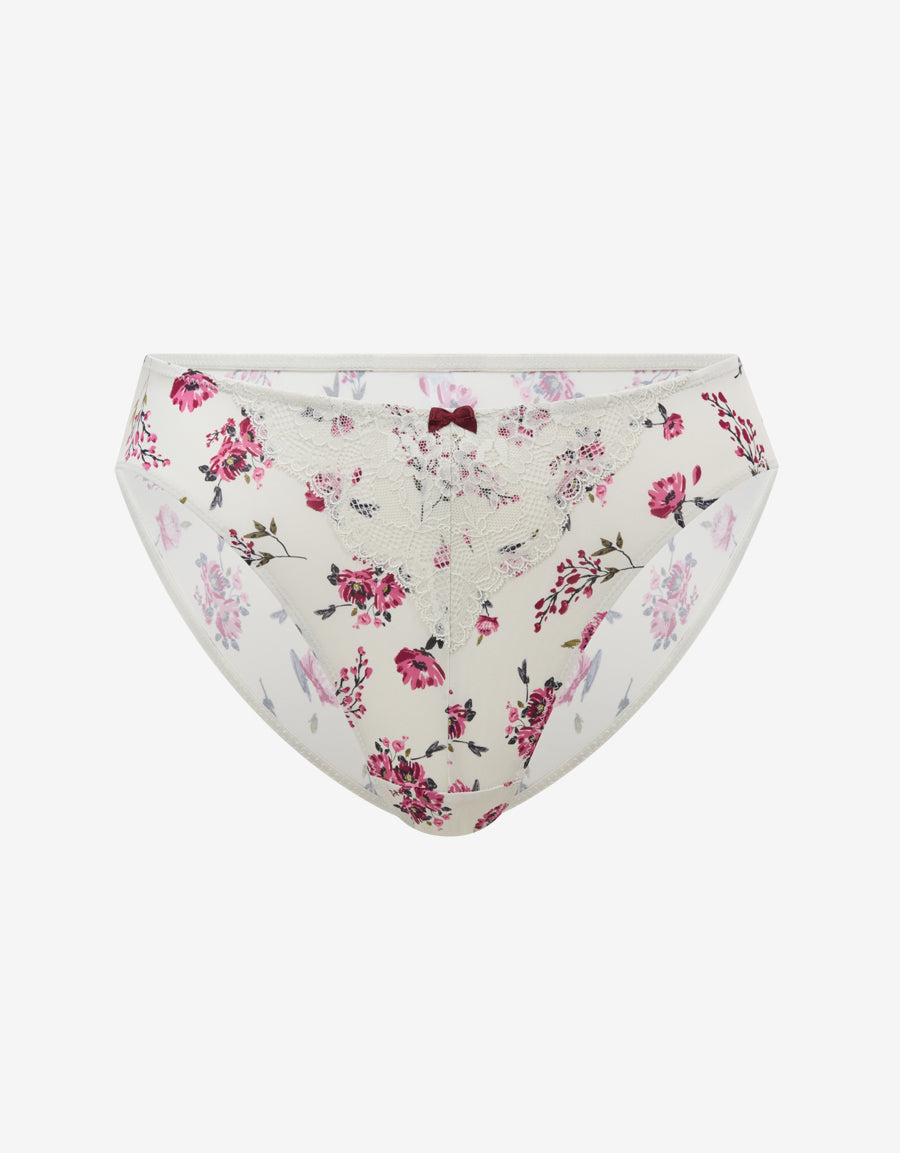 Microfibre And Greyprint Lace Bikini