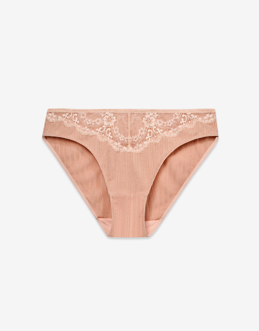 Ribbed Bikini Panty in Cream