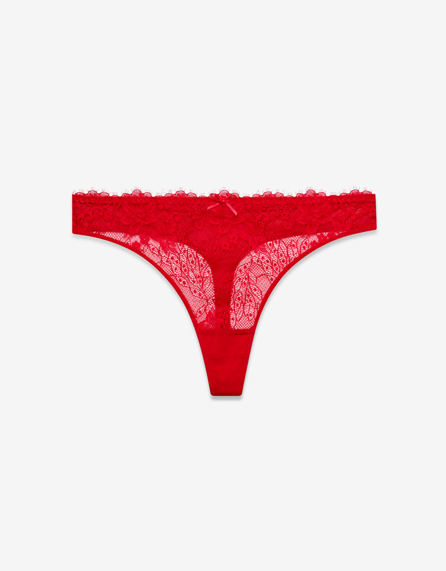 Lace Thong Panty in Red