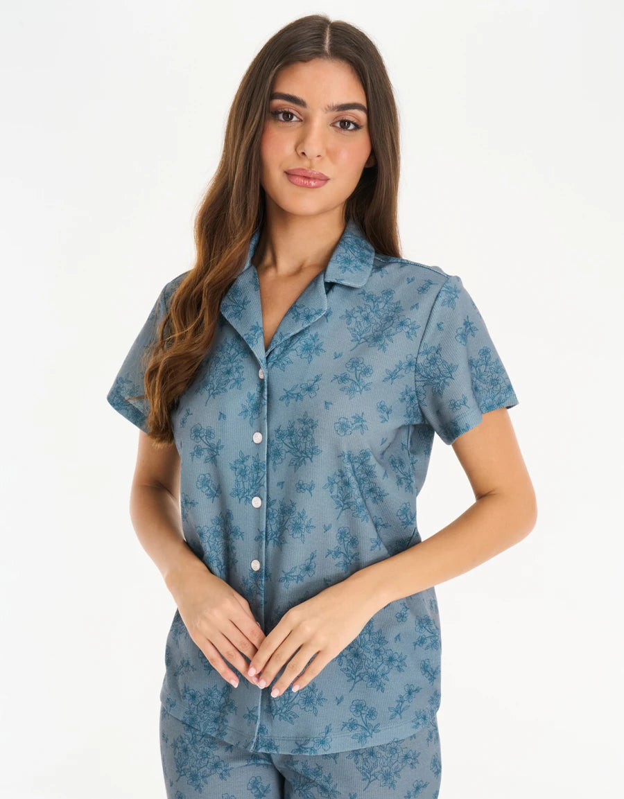 Floral Print Waffle Pajama Set