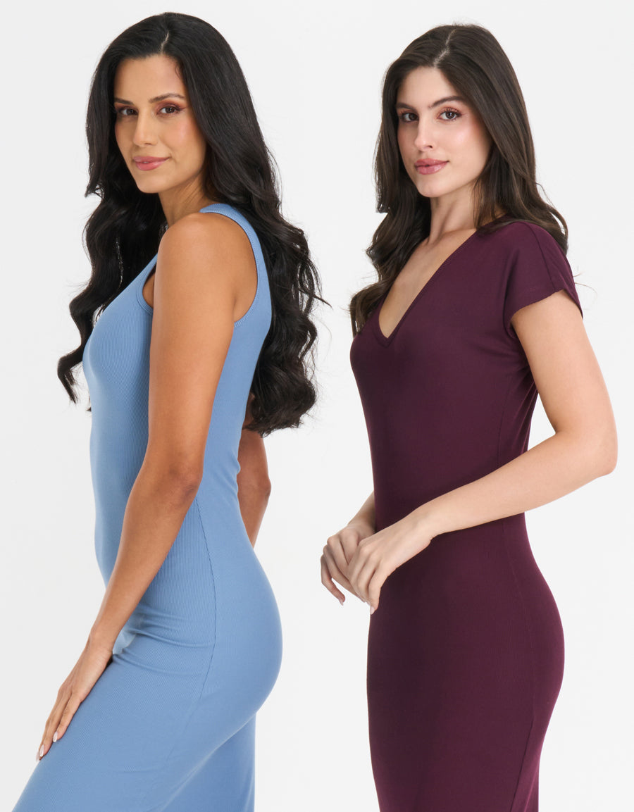 2-Pack Ribbed Long Dresses