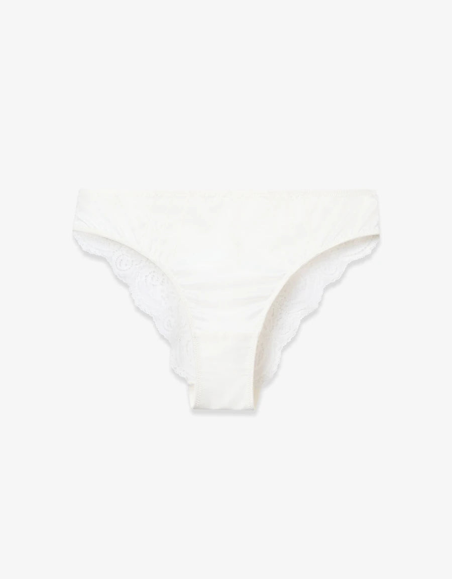 Lace-Trim Satin Brazilian Panty
