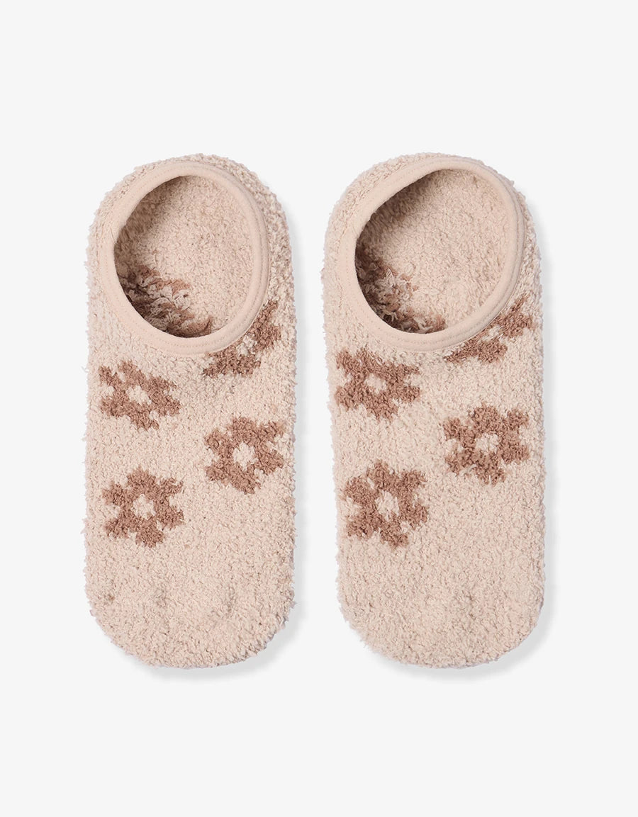 Floral Print Fleece Footie Socks