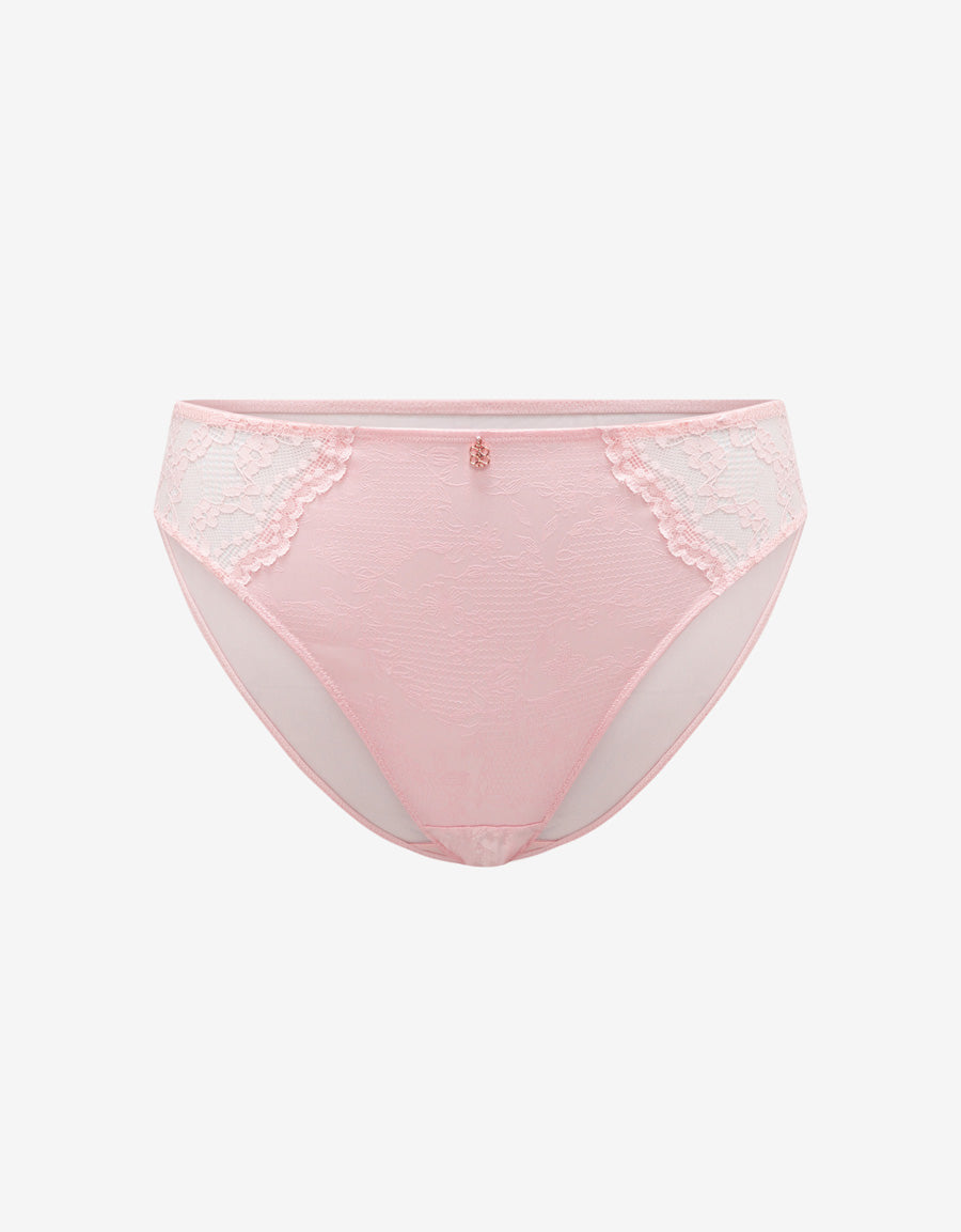 Lace-Trim Satin Bikini Panty