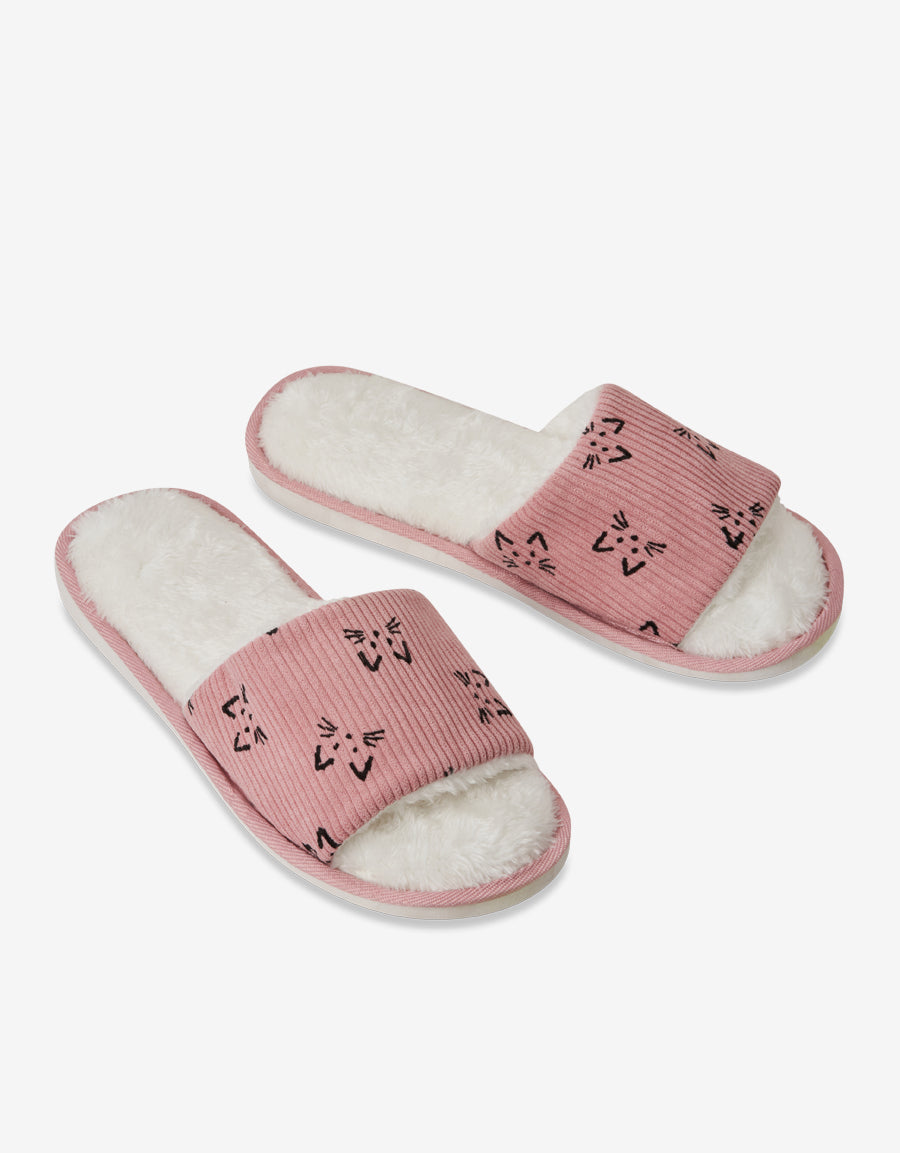 Pink Open Toe Slippers