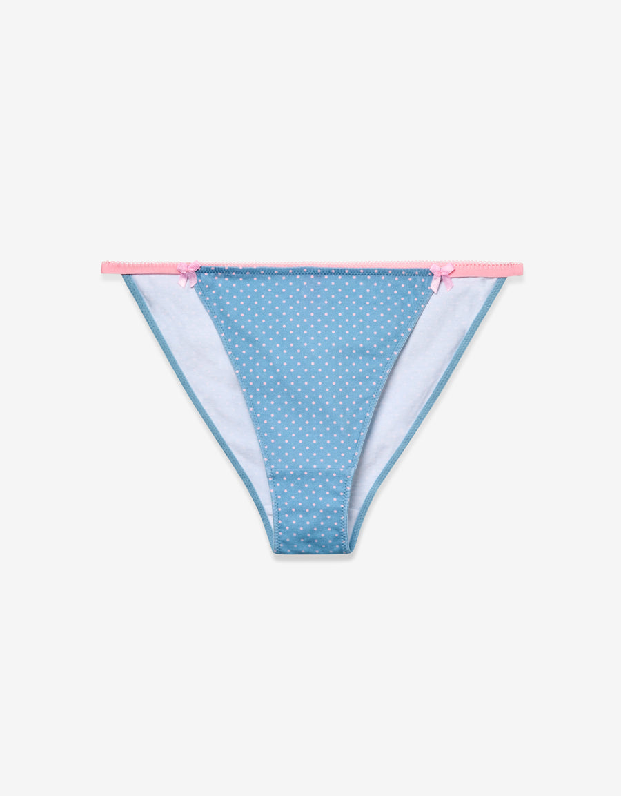 Cotton Tanga Panty in Blue